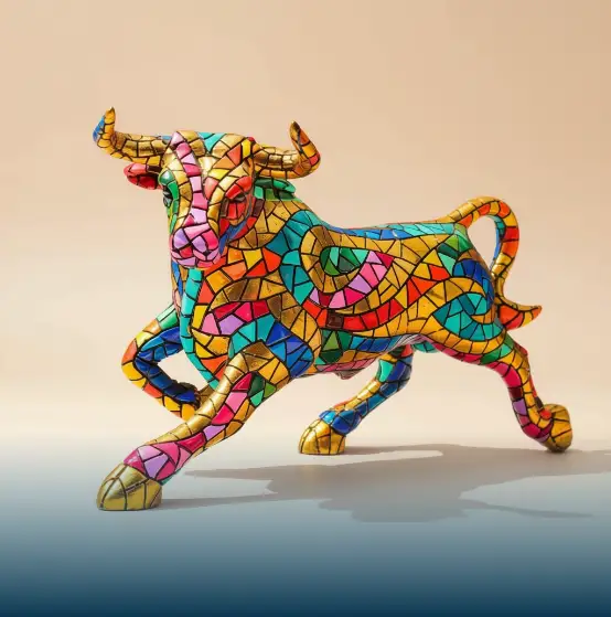 Barcino Designs Figura de toro en mosaico Carnival Collection