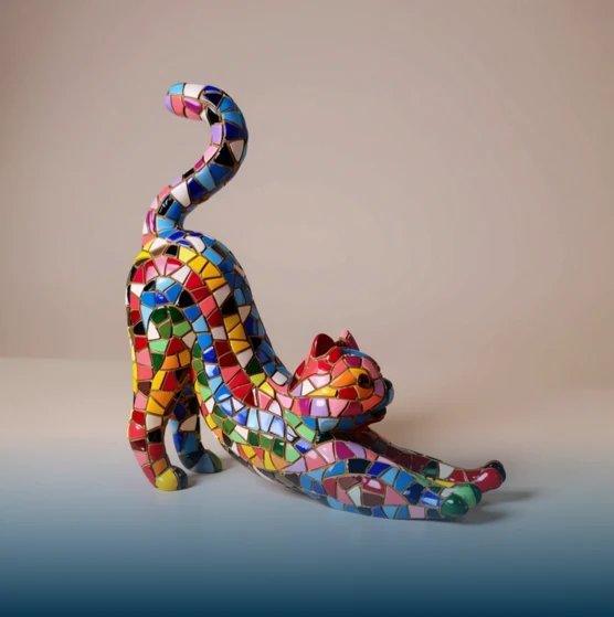 Barcino Designs Figura de Gato en mosaico