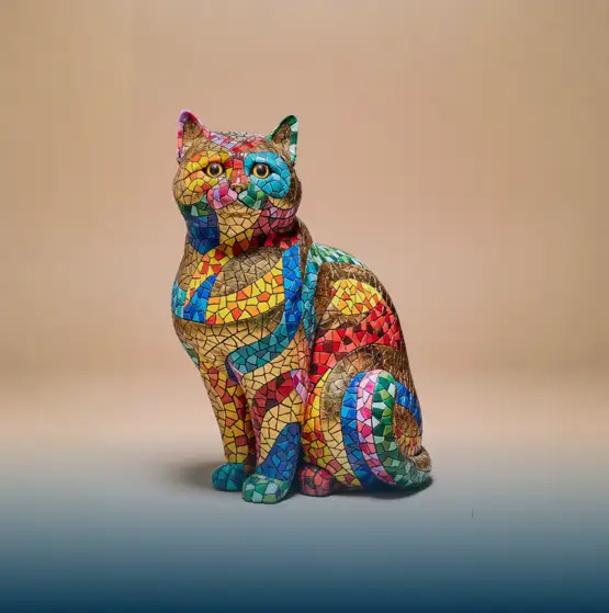 Barcino Designs Figura de gato en mosaico Carnival Collection