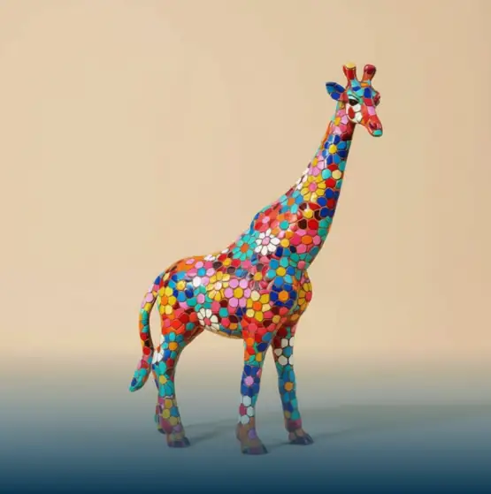 Barcino Designs Figura de jirafa en mosaico Flower Collection