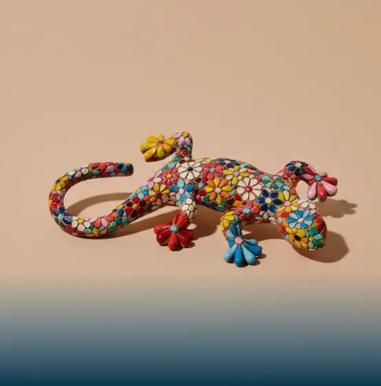 Barcino Designs Figura de salamandra en mosaico Flower Collection